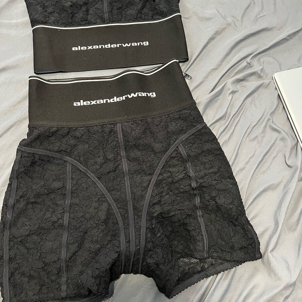 Alexander Wang Lace bralette and biker shorts